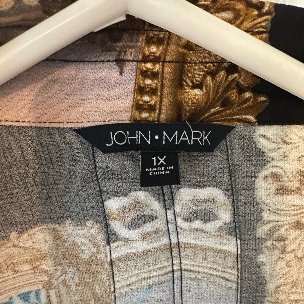 John Mark Black and Gold Art long sleeve blouse - Picture 2 of 16